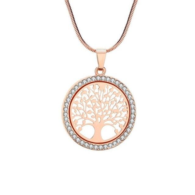 Round Hollow Tree of Life Pendant- Rose Gold - Main Image