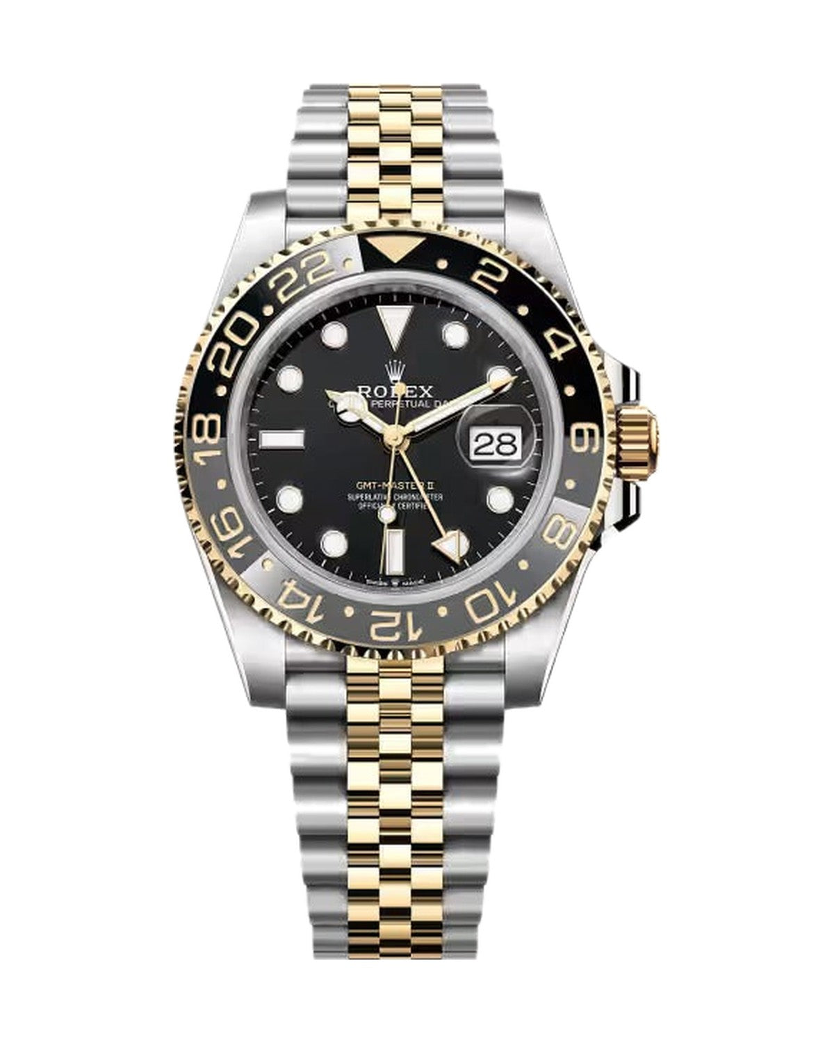 Premium GMT Master 2 | Gold Two Tone | Black Dial front view