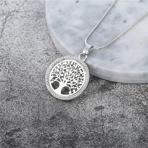 Round Hollow Tree of Life Pendant- Silver - SANIA STORE 