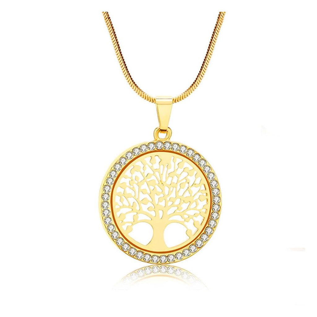 Round Hollow Tree of Life Pendant-Gold - SANIA STORE 