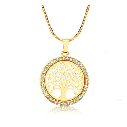 Round Hollow Tree of Life Pendant-Gold - SANIA STORE 