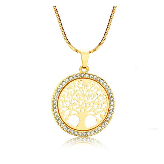 Round Hollow Tree of Life Pendant-Gold - SANIA STORE 